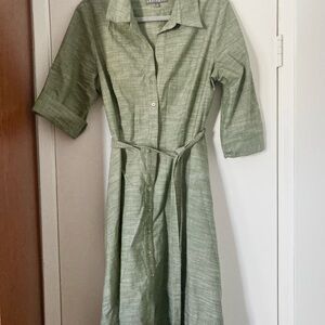 Sharagano Olive Long Sleeve Dress A-line